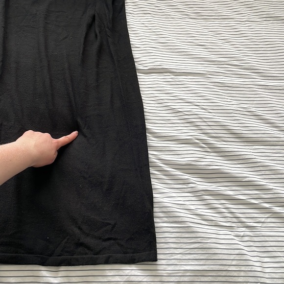 Jaeger London black knit wool blend dress size medium lace sleeves - Picture 8 of 8